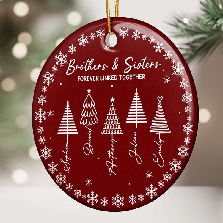 Brothers & Sisters Forever Linked Together - Christmas Gifts For Family - Personalized Ornament 2