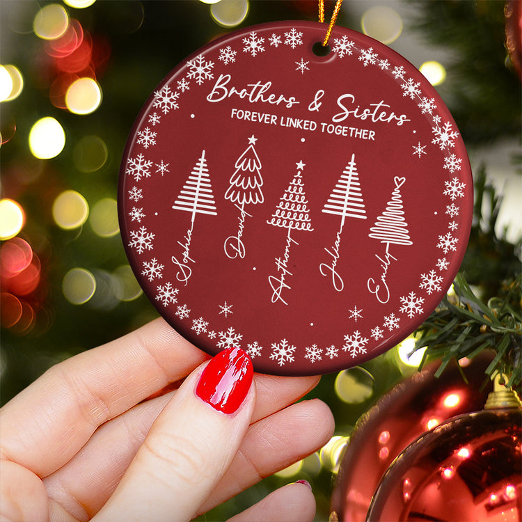Brothers & Sisters Forever Linked Together - Christmas Gifts For Family - Personalized Ornament 3