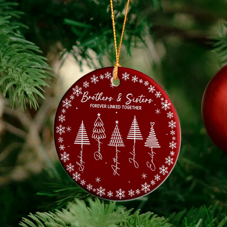 Brothers & Sisters Forever Linked Together - Christmas Gifts For Family - Personalized Ornament 4
