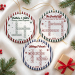 Brothers & Sisters Forever Linked Together Christmas Ornament Striped Patterns - Personalized Ornament 1