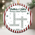 Brothers & Sisters Forever Linked Together Christmas Ornament Striped Patterns - Personalized Ornament 2