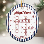 Brothers & Sisters Forever Linked Together Christmas Ornament Striped Patterns - Personalized Ornament 3