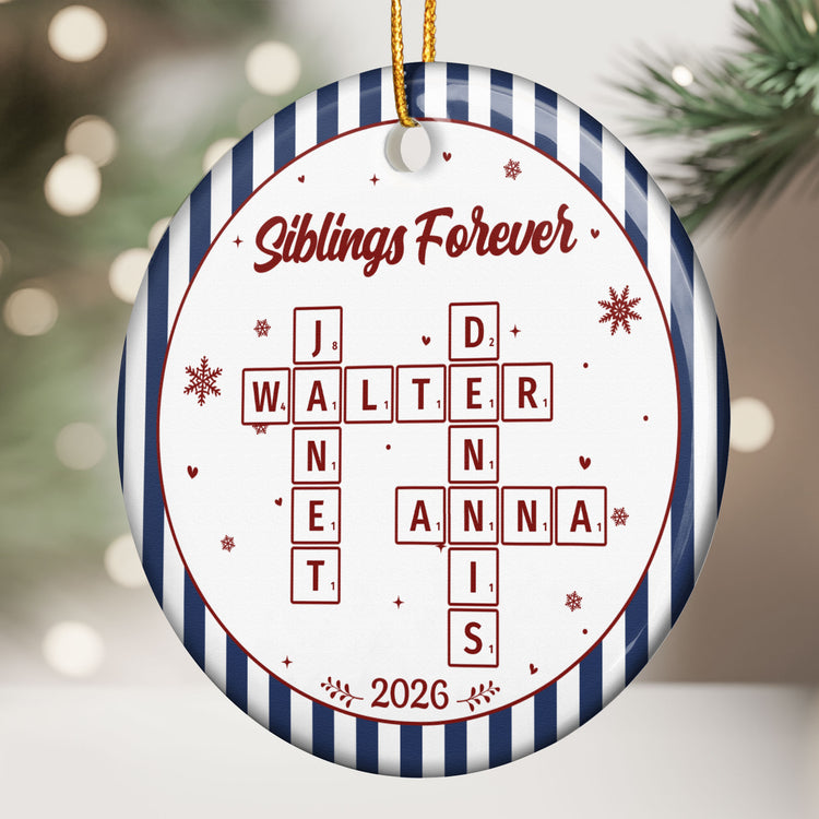 Brothers & Sisters Forever Linked Together Christmas Ornament Striped Patterns - Personalized Ornament 3