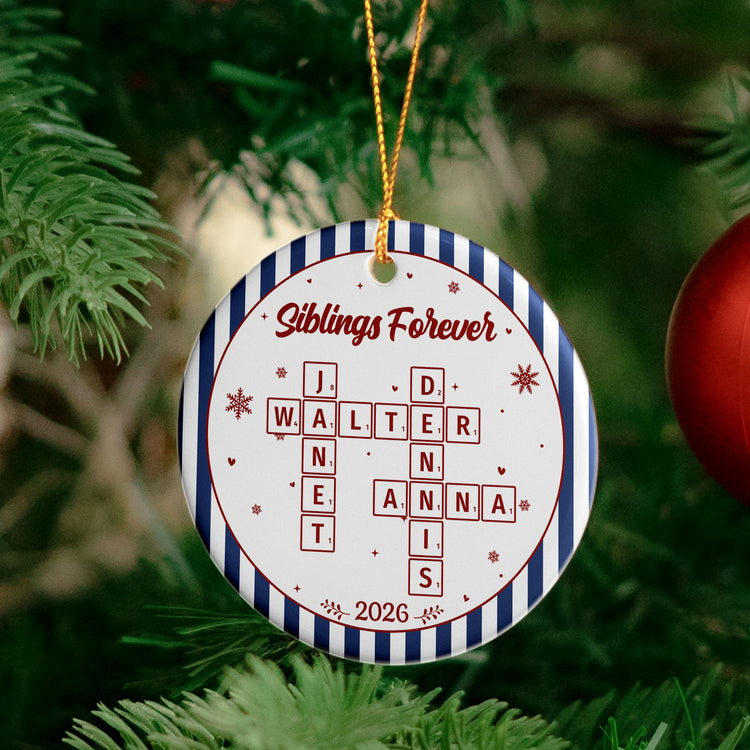 Brothers & Sisters Forever Linked Together Christmas Ornament Striped Patterns - Personalized Ornament 5