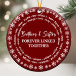 Brothers & Sisters Forever Linked Together - Custom Name Word Wreath - Personalized Ornament 1