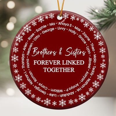 Brothers & Sisters Forever Linked Together - Custom Name Word Wreath - Personalized Ornament