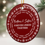 Brothers & Sisters Forever Linked Together - Custom Name Word Wreath - Personalized Ornament 2