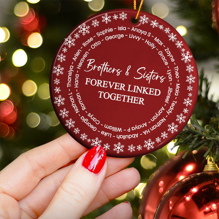 Brothers & Sisters Forever Linked Together - Custom Name Word Wreath - Personalized Ornament 3