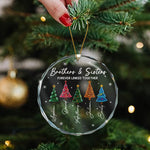 Brothers & Sisters Forever Linked Together Glass Ornament, Custom Family Christmas Gift - Personalized Ornament 4