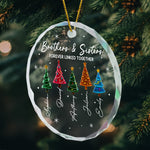 Brothers & Sisters Forever Linked Together Glass Ornament, Custom Family Christmas Gift - Personalized Ornament 5