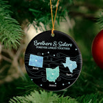 Brothers & Sisters Forever Linked Together State Map - Personalized Ornament 3