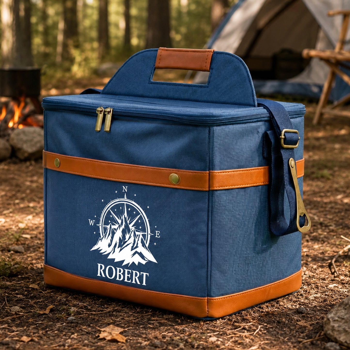 Camping, Forest, Mountain Custom Name, Monogram - Personalized Cooler Bag 3