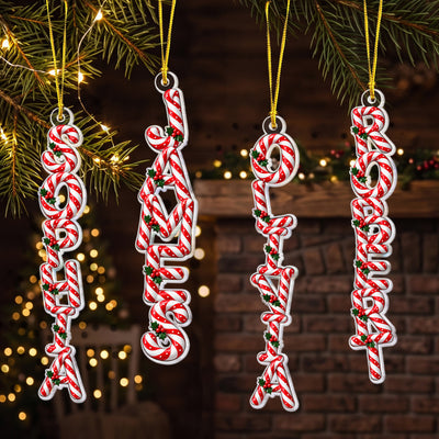 Candy Cane Pattern Christmas Family Keepsake Gift - Personalized Ornament