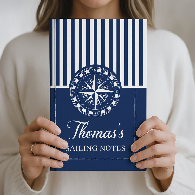 Captain Log Book, Sailing Notes, Anchor And Wheel, Nautial Gift For Caption, Nautical Lovers - Personalized Journal 1