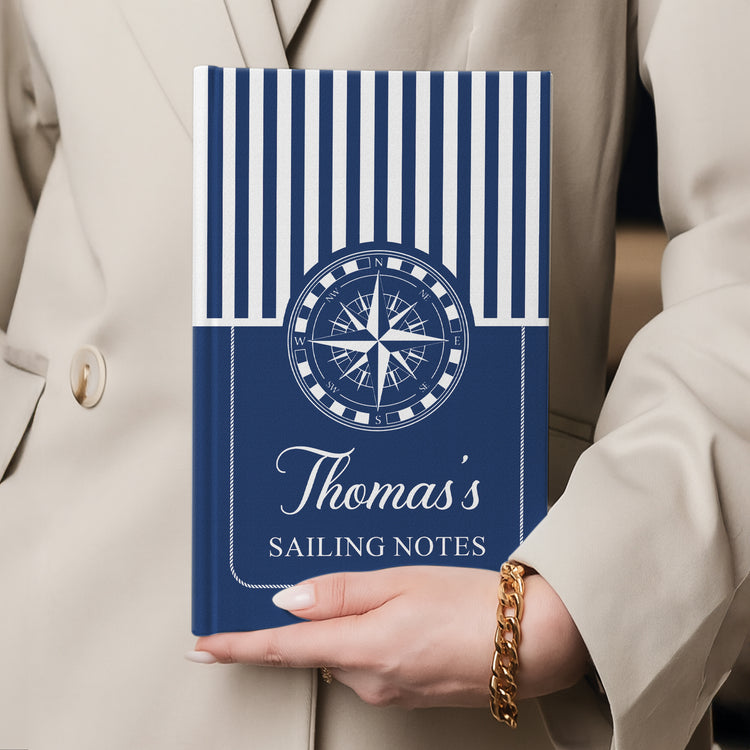 Captain Log Book, Sailing Notes, Anchor And Wheel, Nautial Gift For Caption, Nautical Lovers - Personalized Journal 6