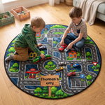 Car Racing Game Nursery Street For Kids - Personalized Quilted Mat 1