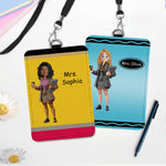 Cartoon Character Teacher Id Card - Personalized Badge Holder 1