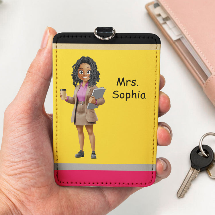 Cartoon Character Teacher Id Card - Personalized Badge Holder 4