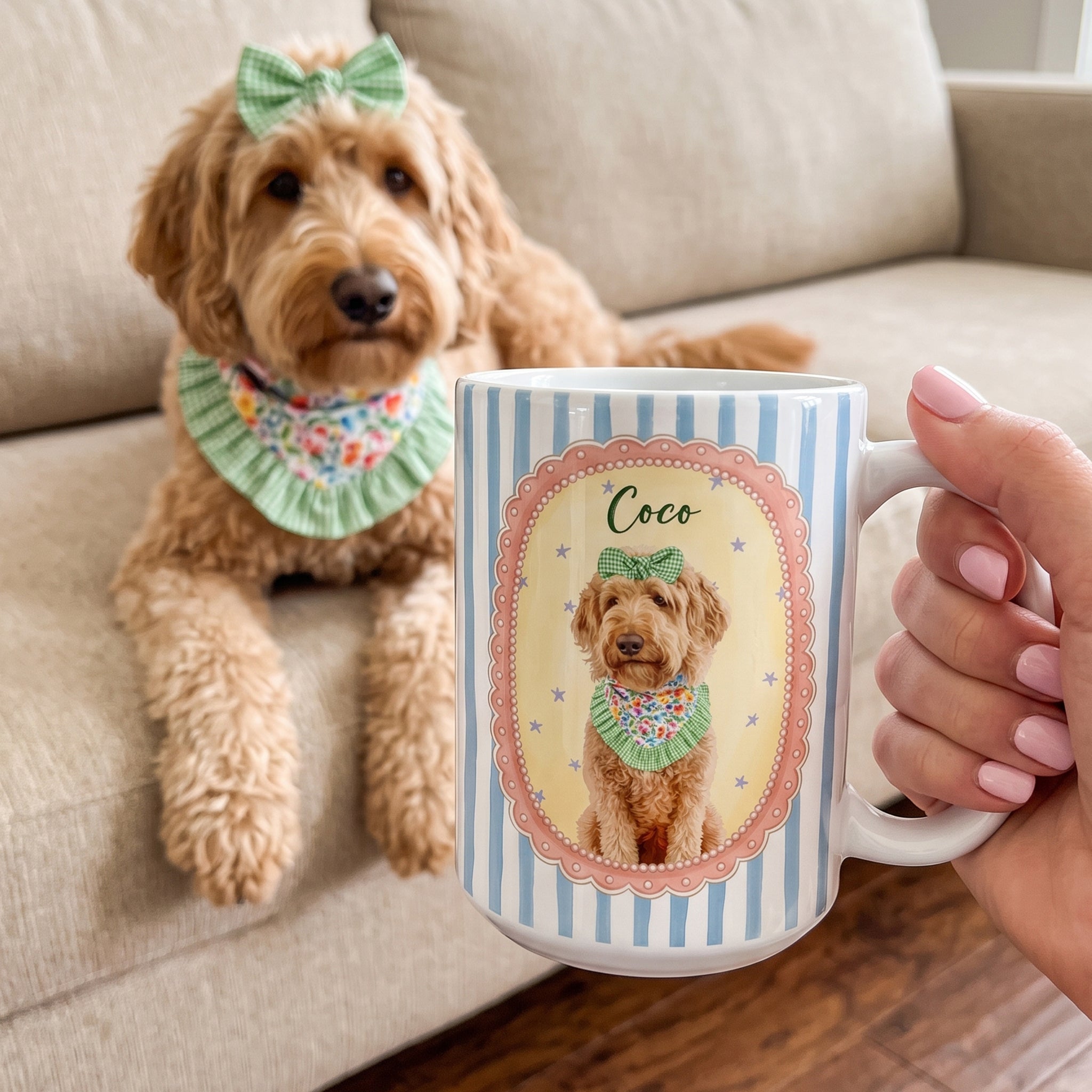 Cartoon Your Pet - Gifts For Dog Mom, Cat Mom - Cottage Vintage Style - Personalized Mug 4