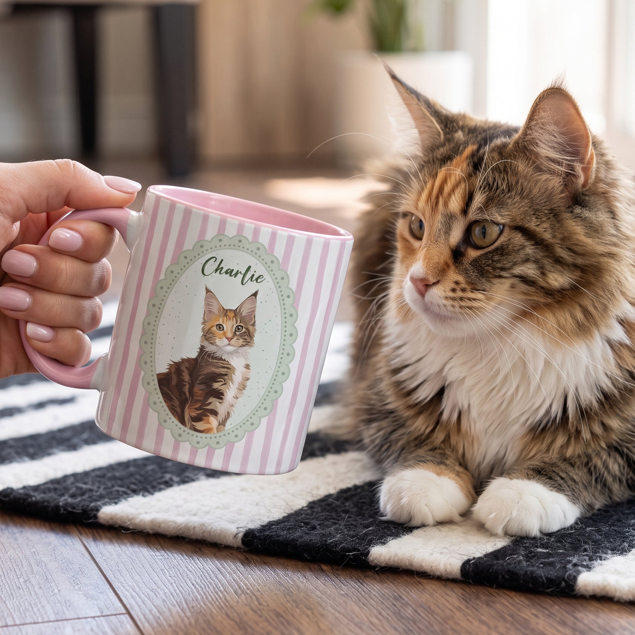 Cartoon Your Pet - Gifts For Dog Mom, Cat Mom - Cottage Vintage Style - Personalized Mug 3