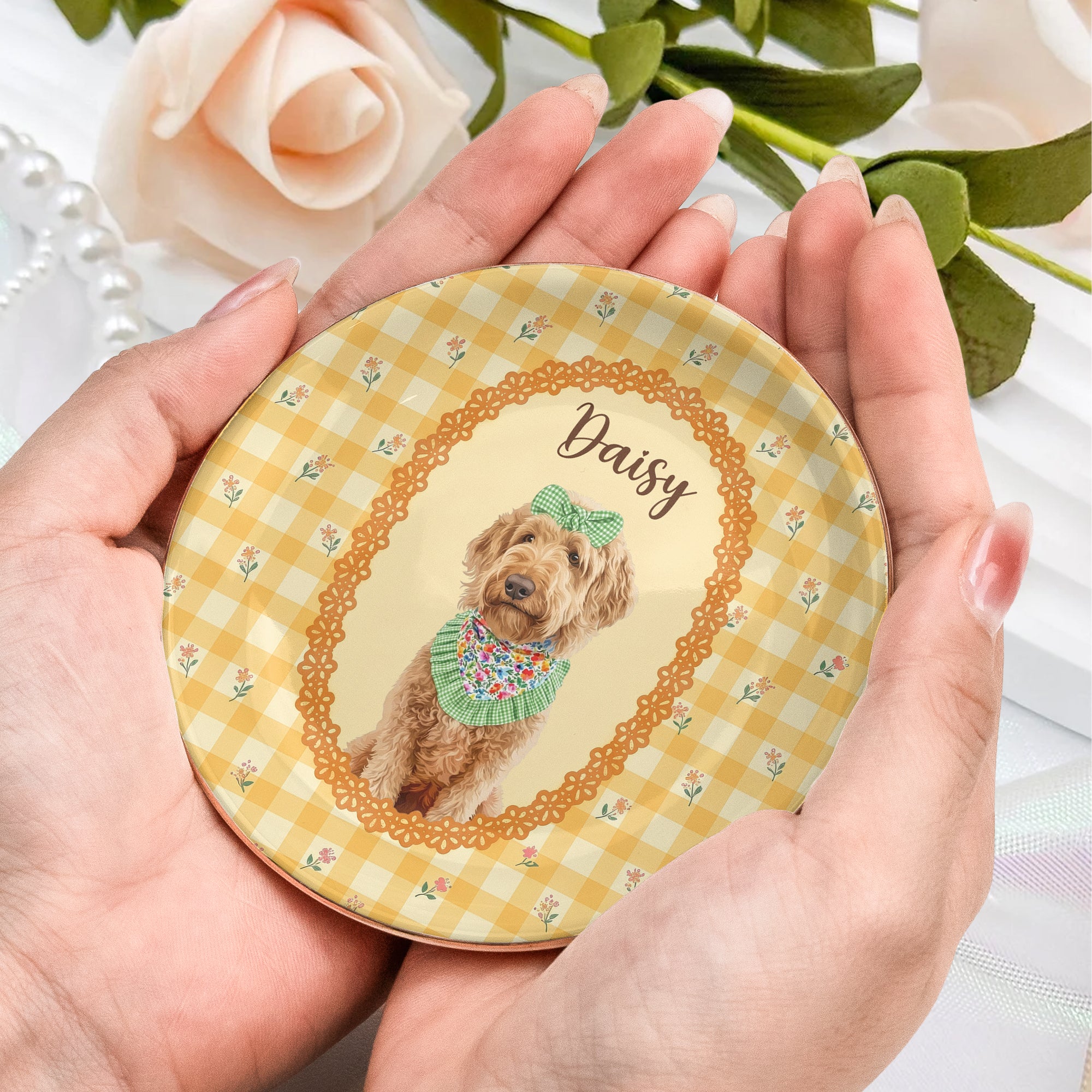 Cartoon Your Pet Photo - Vintage Frame For Dog Mom, Dog Lovers - Personalized Jewelry Dish 5