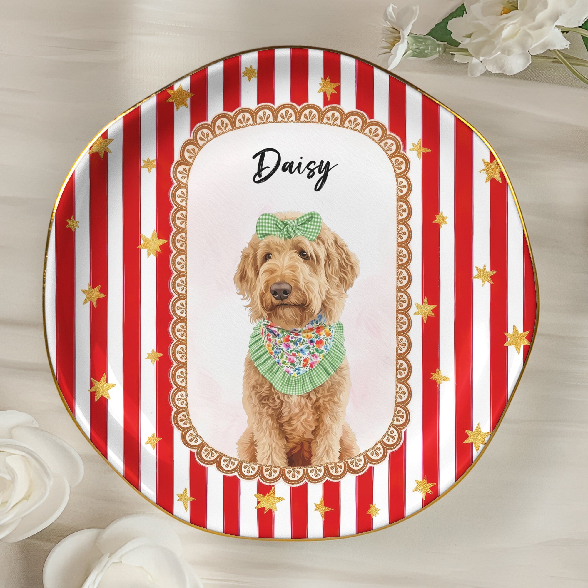 Cartoon Your Pet Photo - Vintage Frame For Dog Mom, Dog Lovers - Personalized Jewelry Dish 8