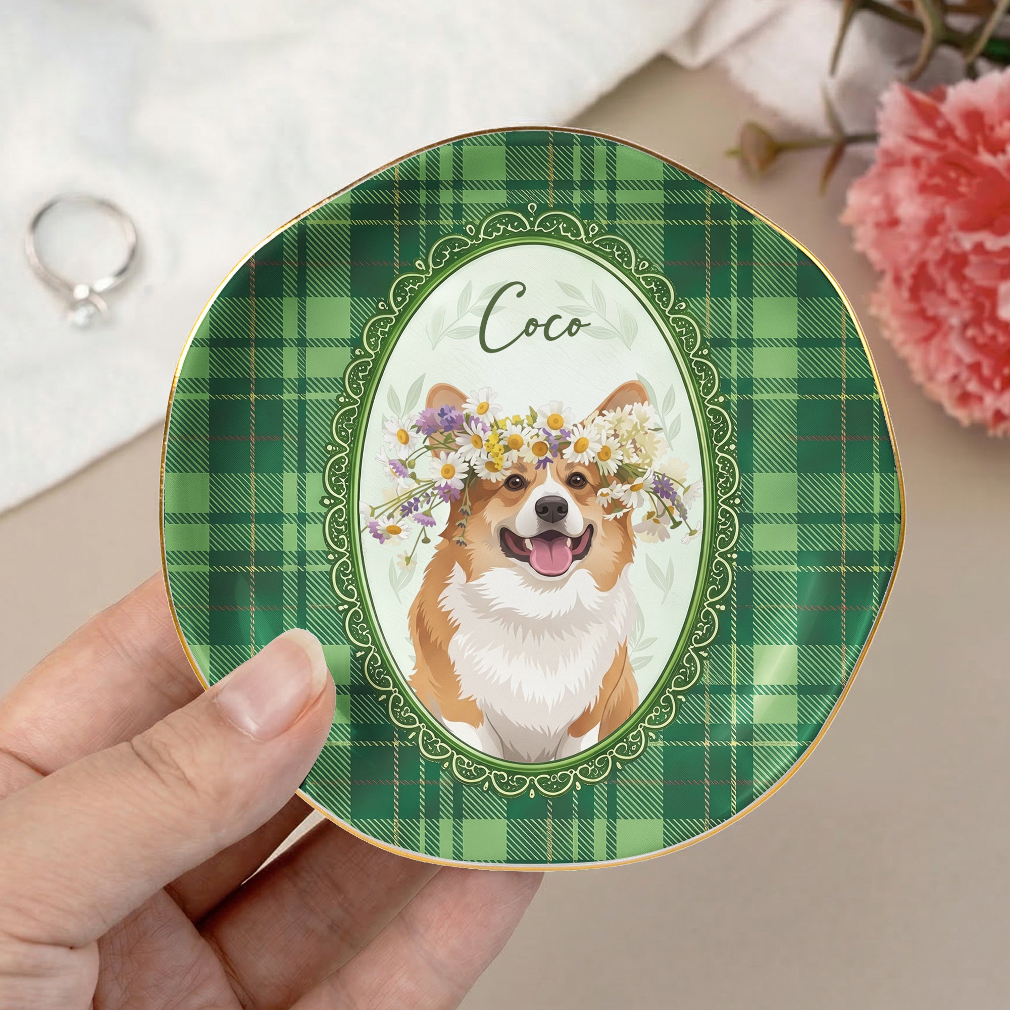 Cartoon Your Pet Photo - Vintage Frame For Dog Mom, Dog Lovers - Personalized Jewelry Dish 7