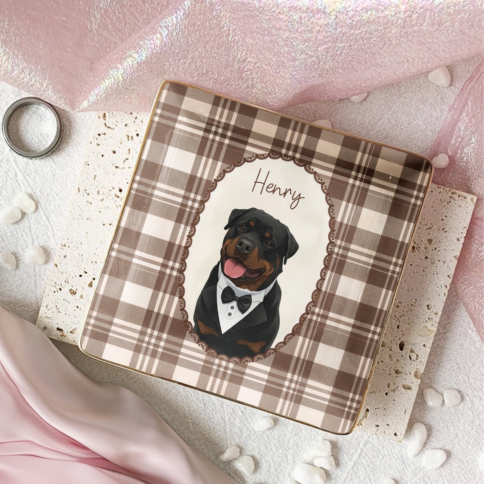 Cartoon Your Pet Photo - Vintage Frame For Dog Mom, Dog Lovers - Personalized Jewelry Dish 9