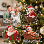 Cartoon Your Photo - Newborn Baby's First Christmas - Personalized Ornament 1