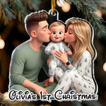 Cartoon Your Photo - Newborn Baby's First Christmas - Personalized Ornament 2