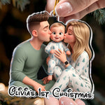 Cartoon Your Photo - Newborn Baby's First Christmas - Personalized Ornament 3