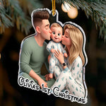 Cartoon Your Photo - Newborn Baby's First Christmas - Personalized Ornament 4
