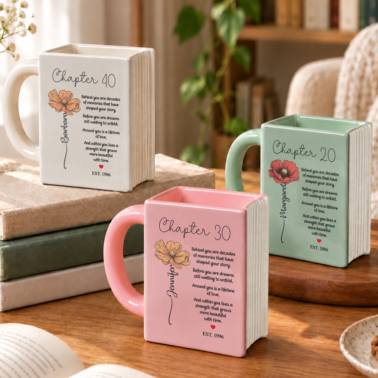 Chapter 30 Custom Birth Month Flower Book Mug, Birthday Gift For Her - Personalized Mug 5