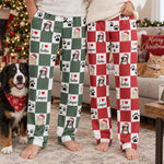 Checkerboard Pattern Custom Pet Portrait Watercolor Art - Personalized Lounge Pants 1