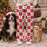 Checkerboard Pattern Custom Pet Portrait Watercolor Art - Personalized Lounge Pants 2