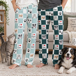 Checkerboard Pattern Custom Pet Portrait Watercolor Art - Personalized Lounge Pants 3