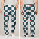 Checkerboard Pattern Custom Pet Portrait Watercolor Art - Personalized Lounge Pants 4
