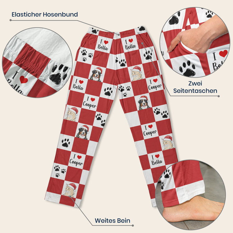 Checkerboard Pattern Custom Pet Portrait Watercolor Art - Personalized Lounge Pants 8