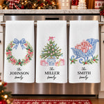 Chinoiserie Christmas Tree Tea Towel, Hostess Gift, Kitchen Holiday Decor - Personalized Kitchen Towel 1