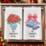 Chinoiserie Christmas Tree Tea Towel, Hostess Gift, Kitchen Holiday Decor - Personalized Kitchen Towel 2