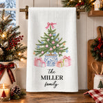 Chinoiserie Christmas Tree Tea Towel, Hostess Gift, Kitchen Holiday Decor - Personalized Kitchen Towel 3