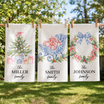 Chinoiserie Christmas Tree Tea Towel, Hostess Gift, Kitchen Holiday Decor - Personalized Kitchen Towel 6