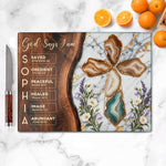 Christian Cross Glass Wood Look Gift For Her, Wife, Daughter, Mom, Sister, Friends - Personalized Cutting Board 2