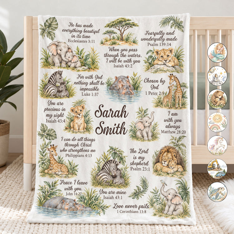 Christian Kid Baby Gift Bible Verses - Personalized Blanket 1
