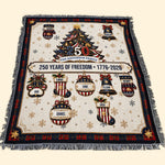 Christmas 250 Years Of Freedom - Custom Family Name Xmas Festive Decors - Personalized Blanket 3
