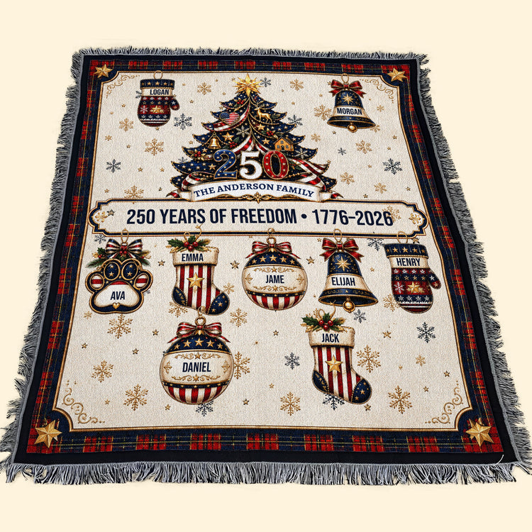 Christmas 250 Years Of Freedom - Custom Family Name Xmas Festive Decors - Personalized Blanket 3
