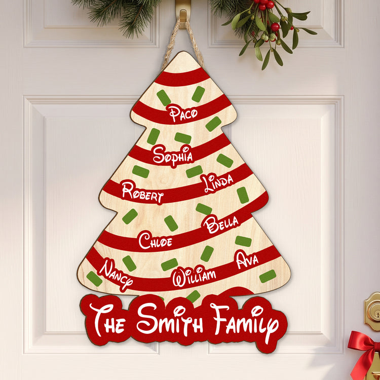 Christmas Cake Striped Tree - Personalized Wood Sign 1