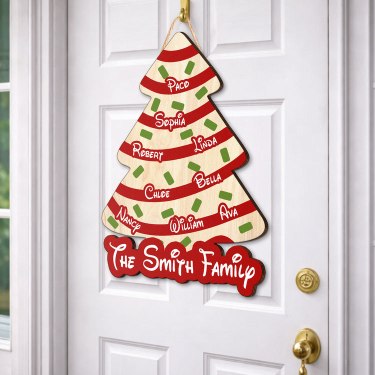 Christmas Cake Striped Tree - Personalized Wood Sign 3