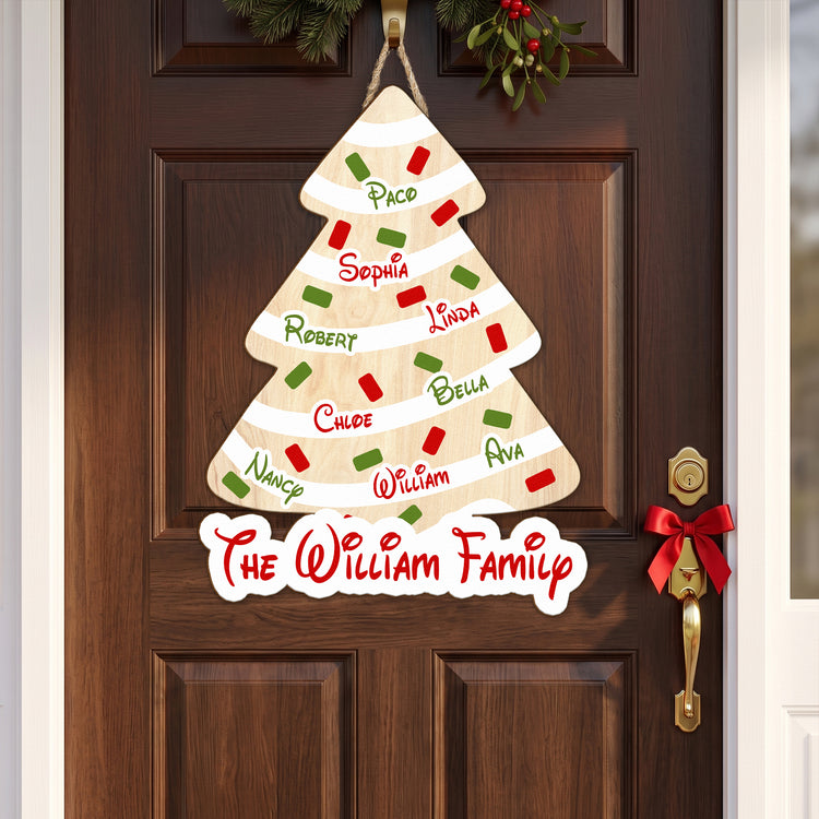 Christmas Cake Striped Tree - Personalized Wood Sign 4