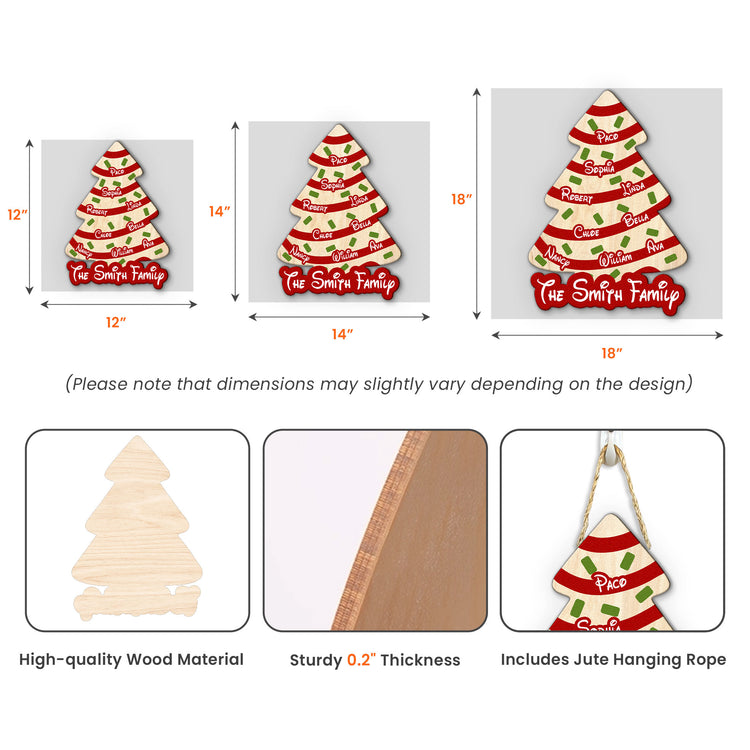 Christmas Cake Striped Tree - Personalized Wood Sign 5